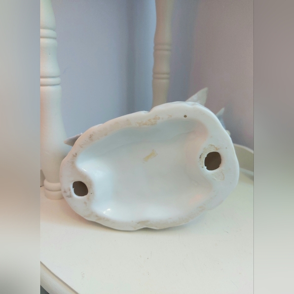 Vintage Enesco White Porcelain Singing Pastel Blue Birds Floral Brach Figurine - Picture 5 of 6